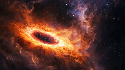 Obraz premium A colorful nebula swirling in deep space with glowing gas clouds