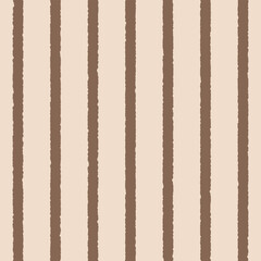 Rough stripe pattern with mocha-colored lines over beige. A natural and earthy seamless design for prints and digital media.