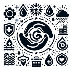 Rainy day and retention icons