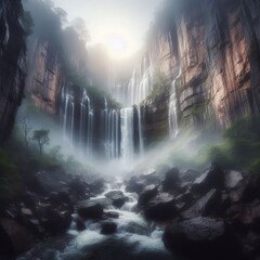 Wide Waterfall with Softened Edges