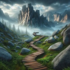 Undulating Bouldered Lawn at Vesper