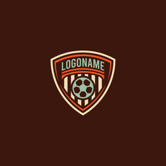 Retro soccer crest logo design with football emblem and customizable text