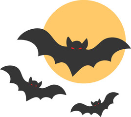 Halloween black bats flying silhouettes