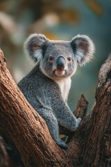 Fototapeta premium Close-up of a koala perched on a tree branch