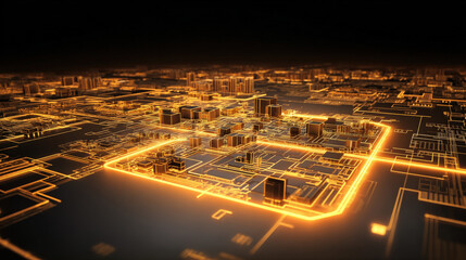 orange heat map overlay highlighting hotspots on circuit board tech diagnostic visualization illustration concept scene visual for commercial design use high detail quality stock image illustration