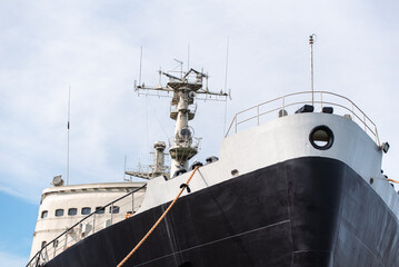 Naklejka premium large icebreaker ship in the port view from below
