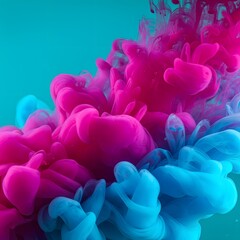 Obraz premium Swirling Magenta Blue Ink Abstract Macro
