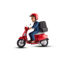 Food delivery man riding a red scooter free png download