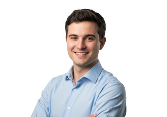 Obraz premium Young caucasian man smiling headshot portrait isolated on transparent background