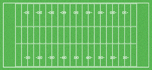 American football field concept with markings. Soccer field in top view. illustration.
