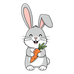 Adorable cartoon rabbit happily holding a fresh carrot a perfect easter or springtime image vector