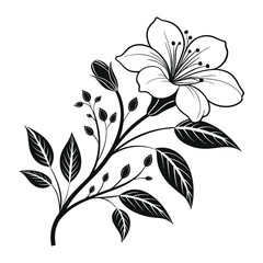 Elegant floral ornament design with decorative swirl pattern featuring abstract flowers and leaves in black and white perfect for tattoo design wall art textile print and t shirt decoration.