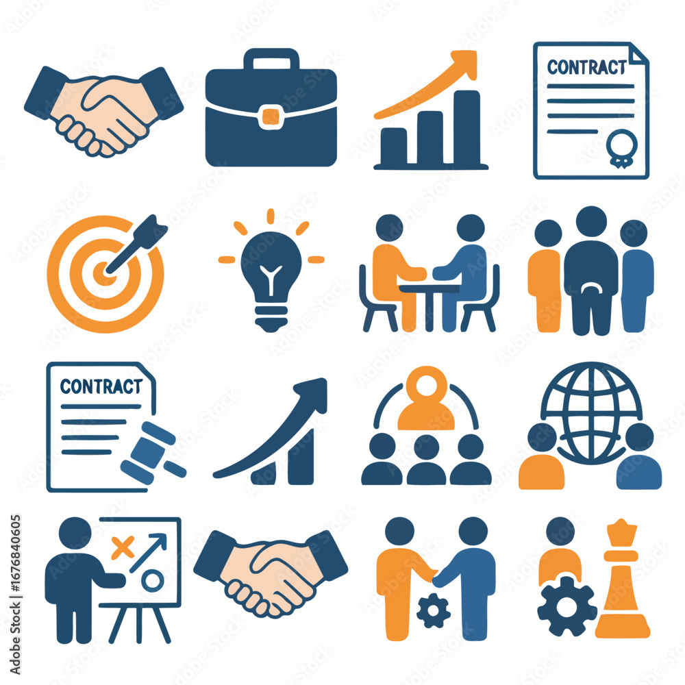 Poster business icons: a comprehensive array of business-related icons, offering a versatile visual languag