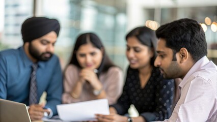 Fototapeta premium Indian corporate team brainstorming — financial solutions and strategic planning session