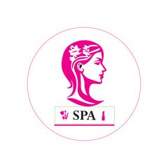 Elegant Beauty Spa Logo With Woman Silhouette And Floral Design 