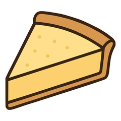 a slice of custard tart food flat color vector illustration template design