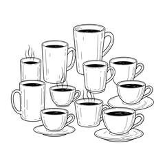 set of coffee cups vector