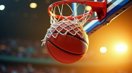 Basketball scoring in net hoop game