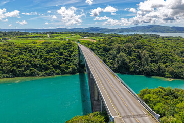 Warumi Bridge (ワルミ大橋) and Emerald Ocean in Nakijin, Okinawa, Japan