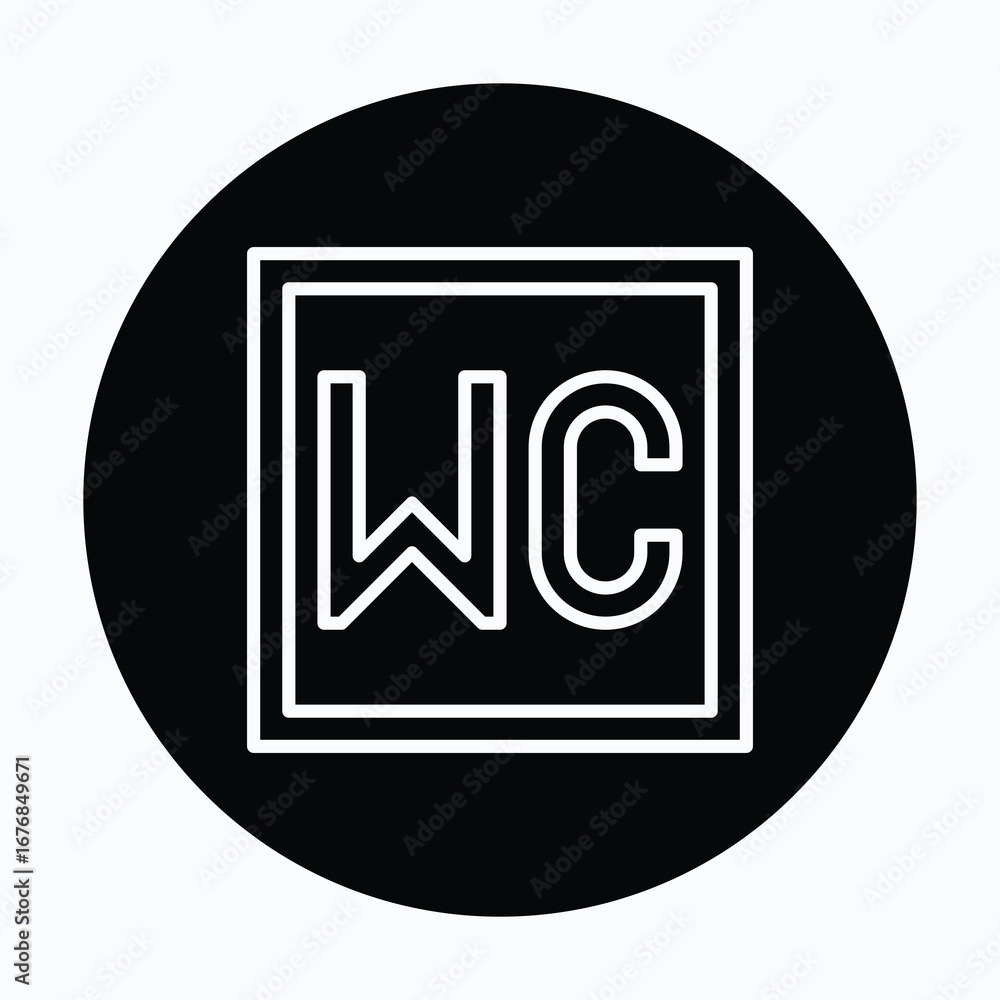 Poster wc signboard vector icon, isolated vector circular style icon,