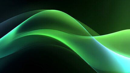 White to green glass gradient with transparent lines and soft lighting that fills the black background with an airy feel. Smooth textures, wavy shapes, and the play of light create a sense of freshnes