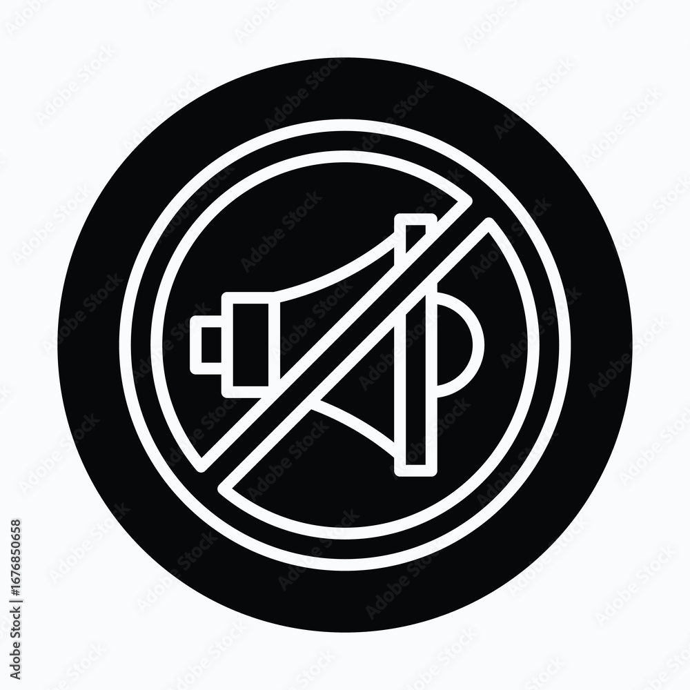 Poster no speaker. no sound icon volume off symbol vector icon, isolated vector circular style icon,