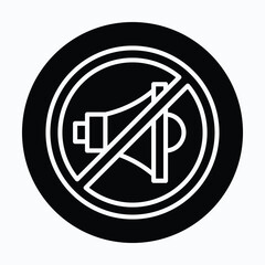  No Speaker. No Sound Icon Volume Off Symbol Vector Icon, Isolated Vector Circular Style Icon,