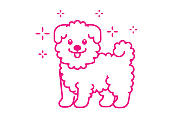 Joyful Pink Dog Outline on White Background for Pet Lovers