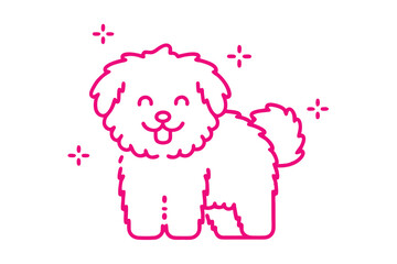 Playful Dog with Cute Pink Outline on White Background
