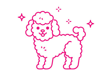 Poodle Outline with Pink Color isolated on White Background Animal Pet