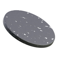 3D-rendered round grey stone coaster; speckled surface, ideal for product shots, branding, and web design visuals.