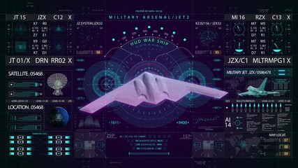 High-Tech Military Control Panel Animating Tactical Data for a Stealth Bomber Mission - Powered by Adobe