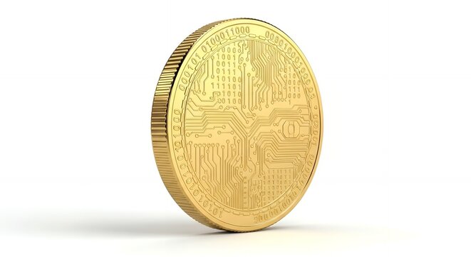Gold Bitcoin Cryptocurrency Digital Coin Blockchain.