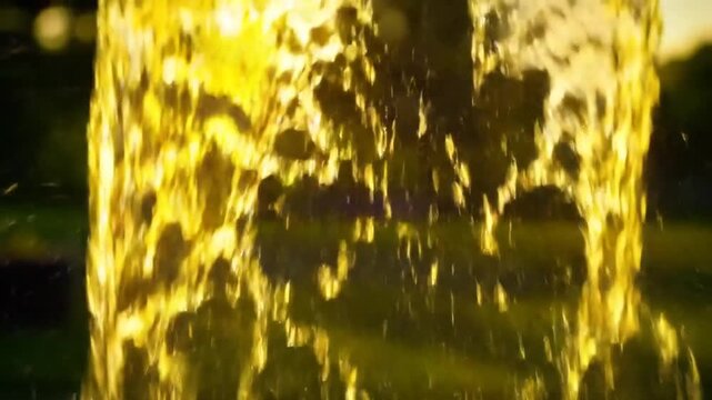 Golden water fountain splash
