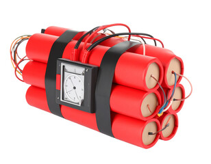 A small, modern detonator, isolated on a white background, for use in concepts related to explosives and industrial work.