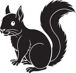 Squirrel Icon.simple flat squirrel icon silhouette vector.this is forest wild animal running standing and jumping vector squirrel.Vector squirrel silhouette view side for retro logo. 