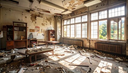 廃校になった学校の教室　generative ai