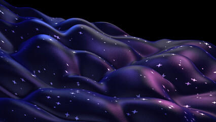 3D render flowing glossy stars silk.