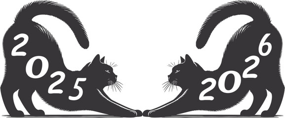 vector illustration of a cat with 2026 year