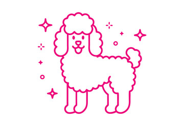 Pink Poodle Outline Style on White Background Cute, Dog Design