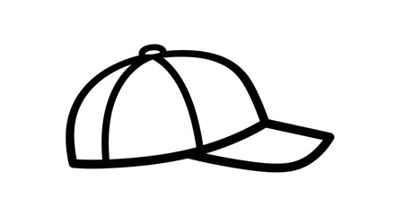 Simple Outline Illustration of a Baseball Cap on Isolated transparent background