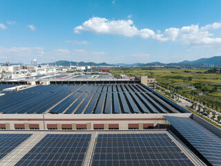 solar power station on rooftop of factory