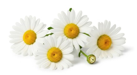Obraz premium Elegant arrangement of daisies flowers with bright yellow centers on white