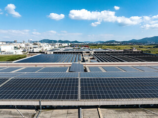 solar power station on rooftop of factory