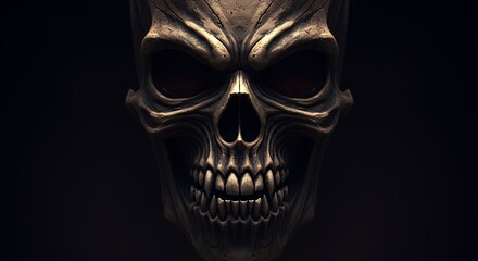 Detailed skull graphic design dark theme halloween