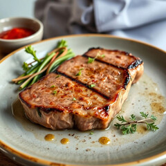 grilled beef steak with vegetables