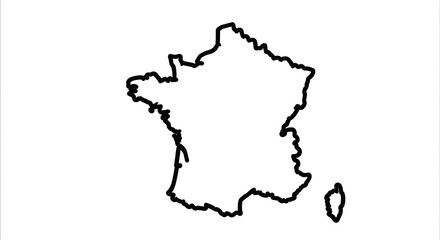 Obraz premium Simple Black Outline Map of France Country Geography on Isolated transparent background