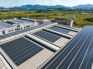 solar power station on rooftop of factory