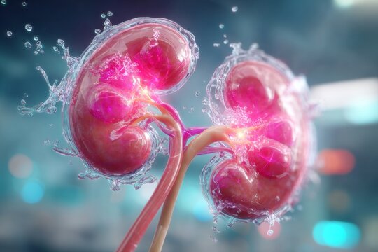 Innovative holographic kidney in hospital setting showcases medical advances. Life extension. Innovative kidney matching technique reduces rejection risks significantly. Surgical innovation.