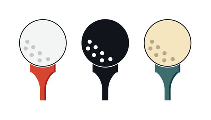 Golf Ball and Tee Icons, Sports Symbol for Tournament, Training, Club, Course, Championship, Leisure, Outdoor Activity, Vector Design Illustration